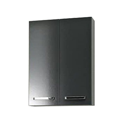 PELIPAL Badkamer-hangkast - 50 cm breed - grijs-antraciet, glans - met 2 deuren en 2 glazen legplanken