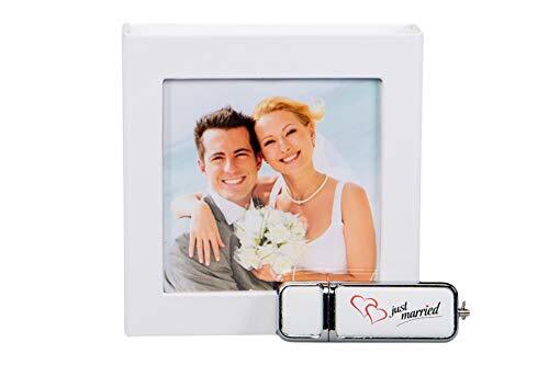 Elegantdisk Bruiloft USB-stick Just Married met USB-box wit. Grootte 64GB