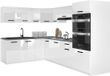 B BELINI GROUP BELINI Keukenblok ITALIA 8 - Keukenmeubel Set 420 cm Wit Hoogglans met Werkbladen - Boven- en Onderkasten