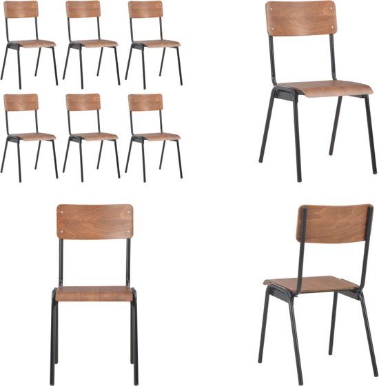 vidaXL Eetkamerstoelen 6 st multiplex bruin