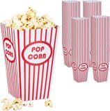 Merkloos Relaxdays popcorn bakjes, set van 100, karton, retro-look, gestreept, rood-wit