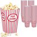 Merkloos Relaxdays popcorn bakjes, set van 100, karton, retro-look, gestreept, rood-wit