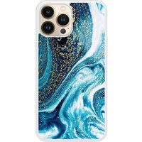 Apple iPhone 13 Marbre bleu paillete Verstevigd hoesje met sublimatie bedrukking