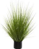 Atmosphera siergras kunstplant - grasplant sprieten - donkergroen - H74 cm - in pot - pvc - kunstplanten binnen - helmgras