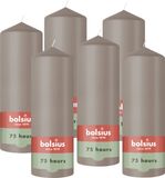 Bolsius - Gladde Stompkaarsen - 6 Stuks - Taupe - 20 cm - 75 Branduren