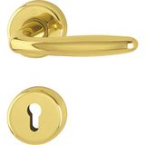 HOPPE 3066793 Roissy Drukset op Ronde Rozet Messing Gepolijst Profielcilinder Goud Glanzend