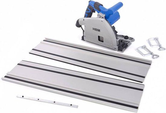 HBM 165 mm Professionele 1200 Watt Invalzaag, Liniaalzaag met 2 x 700 mm Liniaal