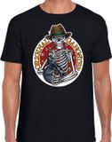 Bellatio Decorations Original gangster skelet Halloween verkleed t-shirt zwart voor heren - horror gangster skelet shirt / kleding / kostuum / Halloween outfit XL