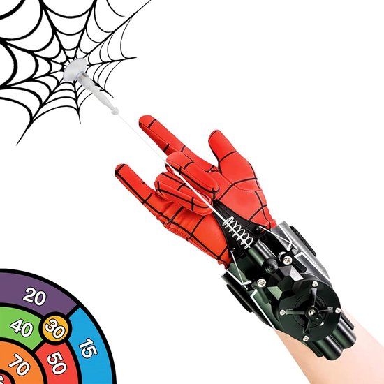 JUST23 Web Shooter Telescopic - Zwart - Gebaseerd op Spiderman - Makkelijke touwterughaling - Incl. Schietbord