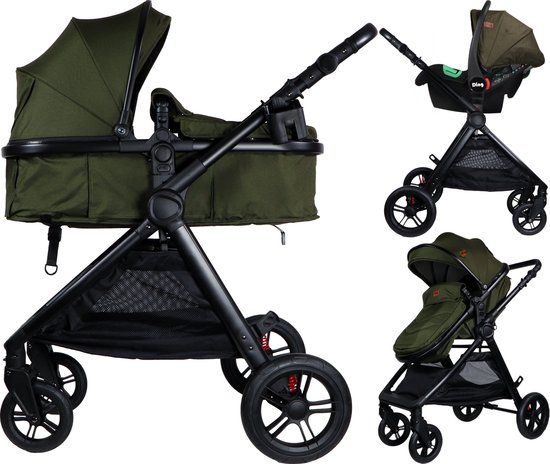 Ding Liam Forest Green 3-in-1 Combi Kinderwagen Incl. Autostoel
