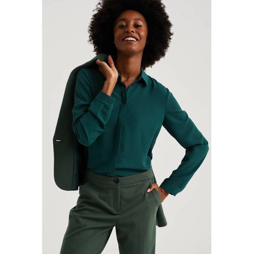 WE Fashion slim fit pantalon olijfgroen