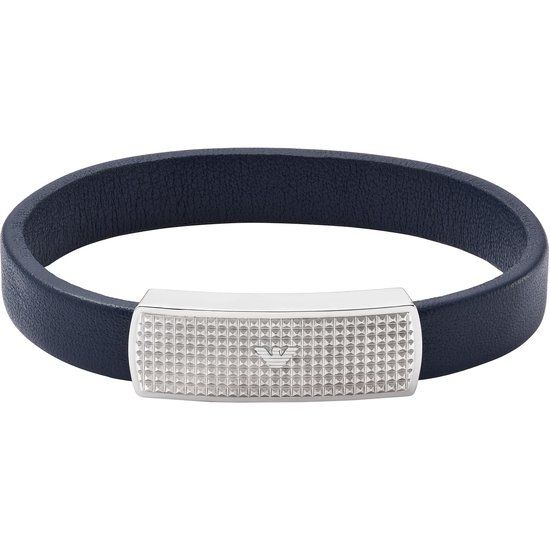 Emporio Armani EGS2987040 Herenarmband - 21,6 cm - Blauw - Leer
