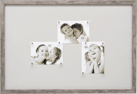 Deknudt Frames Magneetbord grijsbeige met 10 magneten fotomaat 40x60 cm