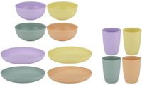 Alpina Camping Servies - Kinderservies - Plastic Bekers, Borden en Schaaltjes - 12 Stuks - Vaatwasserbestendig