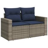 vidaXL 9-delige Loungeset met Kussens, Poly Rattan, Acacia, Gris