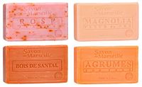 Le Chatelard 1802 Marseille Set Marseille zeep 4 x 100 gram in geuren roos-magnolia-sandalwood-citrus - Franse handzeep - Marseillezeep