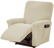 ele ELEOPTION Fauteuil-bankhoes, stretch fauteuil-hoes, spandex jacquard 4-delige fauteuil-hoes, stretch-hoes voor fauteuil, massagestoel (beige)