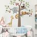 Muursticker Kinderen: Jungledieren en Bosboom - Decoratie Babykamer - H90xL60cm