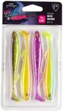 Fox Rage Slick Shad UV Mixed Colour Pack – 4 Stuks UV GP; SD; PR; BB; BF 13cm