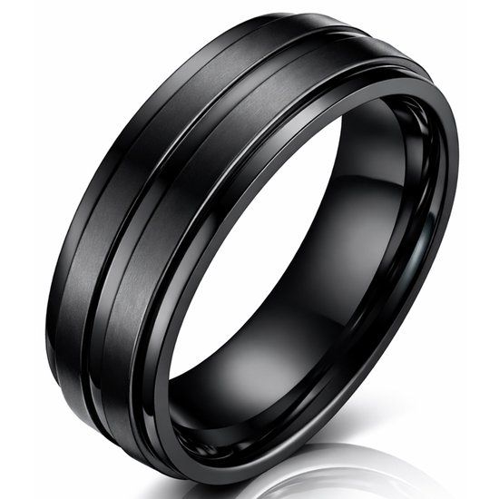 LGT JWLS Lookinggoodtoday Titanium heren ring Zwart 8mm-21mm