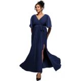Goddiva Robe portefeuille à manches papillon femme Maxi