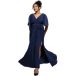 Goddiva Robe portefeuille à manches papillon femme Maxi