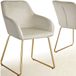 tectake Chaise de salle à manger Jeane, fauteuil en velours, crème/or