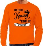 Bellatio Decorations Oranje Koningsdag sweater - echte Koning komt uit Utrecht - heren - trui M
