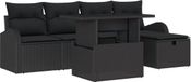 vidaXL Banc de jardin - Set - 6 - pièces - Noir - poly - rotin
