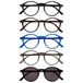 OPULIZE REY Leesbril met Zonnelezer - 5-Pack - Rond Montuur - Matzwart, Bruin, Blauw, Grijs, Zwart - Heren Dames - Veerscharnieren - RRRRS56-12371 - +3.00
