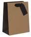 Glick Luxe medium geschenkzakje voor verjaardagen en andere vieringen, geribbeld kraft, 20w x 22,5h x 10d cm, zwart en bruin