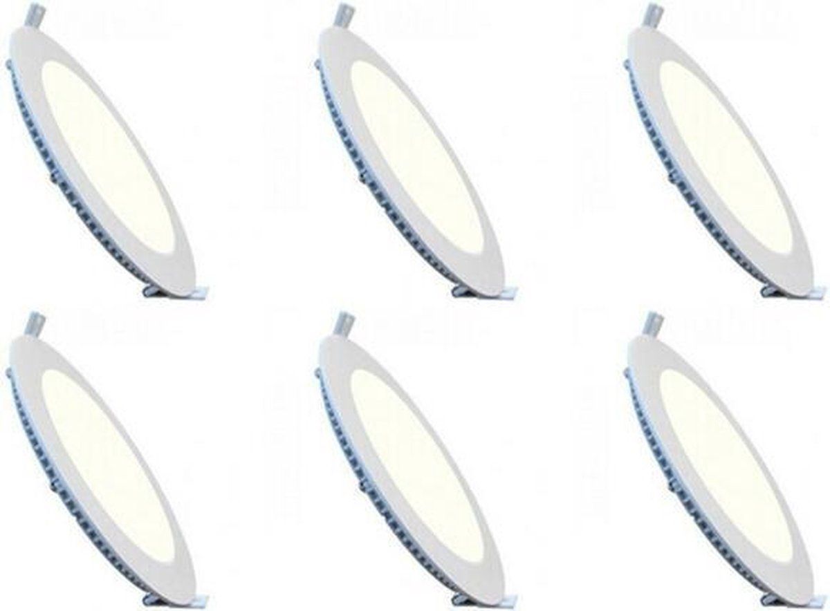 BES LED LED Downlight Slim 6 Pack - Inbouw Rond 3W - Natuurlijk Wit 4200K - Mat Wit Aluminium - Ø83mm
