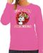 Bellatio Decorations BD Foute Kersttrui - Dames - roze - bier drinkende kerstman - Niks HOHOHO - drank - sweater kleding M