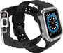 Hurtel Apple Beschermband - Bandband - met hoesje voor Apple Watch - 7 / 6 / 5 / 4 / 3 / 2 / SE - (41 / 40 / 38 - mm) - Gepantserde - horlogekast - Zwart