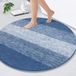 BeiJingLiangPinJiaZuoKeJiWenHuaFaZhanYouXianGongSi Tapis de bain rond 120cm - Tapis de salle de bain antidérapant, lavable en machine, idéal pour la douche et l'entrée de la salle de bain (Bleu)
