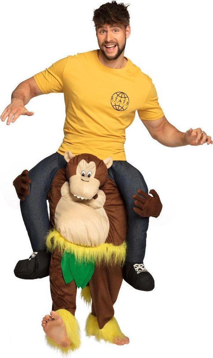 Partycorner 88115 - Funny Monkey - Volwassenen - Uniseks - Pluche Kostuum - Apenkostuum - Carnaval - Themafeest
