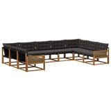 vidaXL - Buiten - bank - set - 9 - st - Naturel - en - Zwart