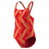 adidas meisjes Football-Inspired V-Back Graphic Swimsuit Kids Swimwear, lucid red, 9-10 Years