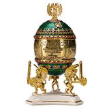 danila-souvenirs Faberge-stijl Trans-Siberisch spoorwegei juwelendoos juwelenkistje met trein 12,5 cm groen