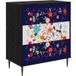 Maison Exclusive Commode Mainz Imprimé Floral 66 X 36,5 X 76 Cm Chêne Noir