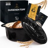 Chefarone Braisière en fonte avec couvercle - 4.7L - Ø 26CM - Noir