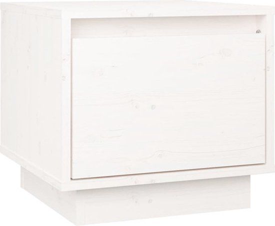 vidaXL Nachtkastje - 35x34x32 cm - Massief Grenenhout - Wit