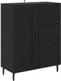 vidaXL Dressoir met lade Zwart Eiken 69,5 x 34 x 90 cm