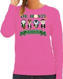 Bellatio Decorations Foute Kersttrui/sweater dames - de hosti band - roze - kerstmuziek - band XS