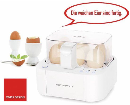 Emerio Smart Eierkoker EB-115560.12 - Drie gaarstanden, met spraakuitvoer (duits), Wit