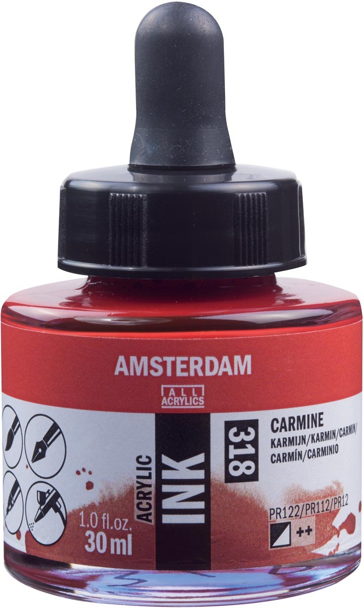 Amsterdam acryl inkt flacon van 30 ml karmijn