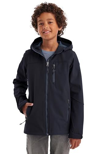 killtec jongens Softshell jas/outdoorjas met capuchon - donkerblauw - maat 176