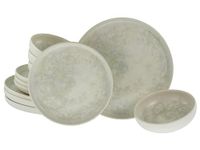 CreaTable, 23714, Serie Uno Athena, 12-delige serviesset voor 4 personen, bordenset van aardewerk, vaatwasser- en magnetronbestendig, Made in Portugal