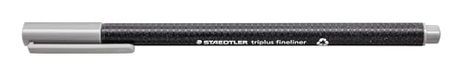 Staedtler Triplus Fineliner Superfine Puntpennen, 0,3 mm, Zilvergrijs, Doos van 10