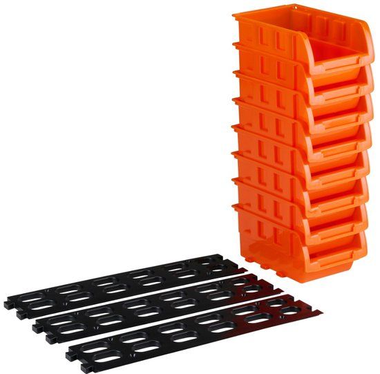 BLACK+DECKER Opbergbakjes - 8 Stuks - 16 x 10 CM - Opstapelbaar - Oranje
